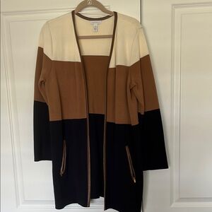 Colorblock Open Front Cardigan
